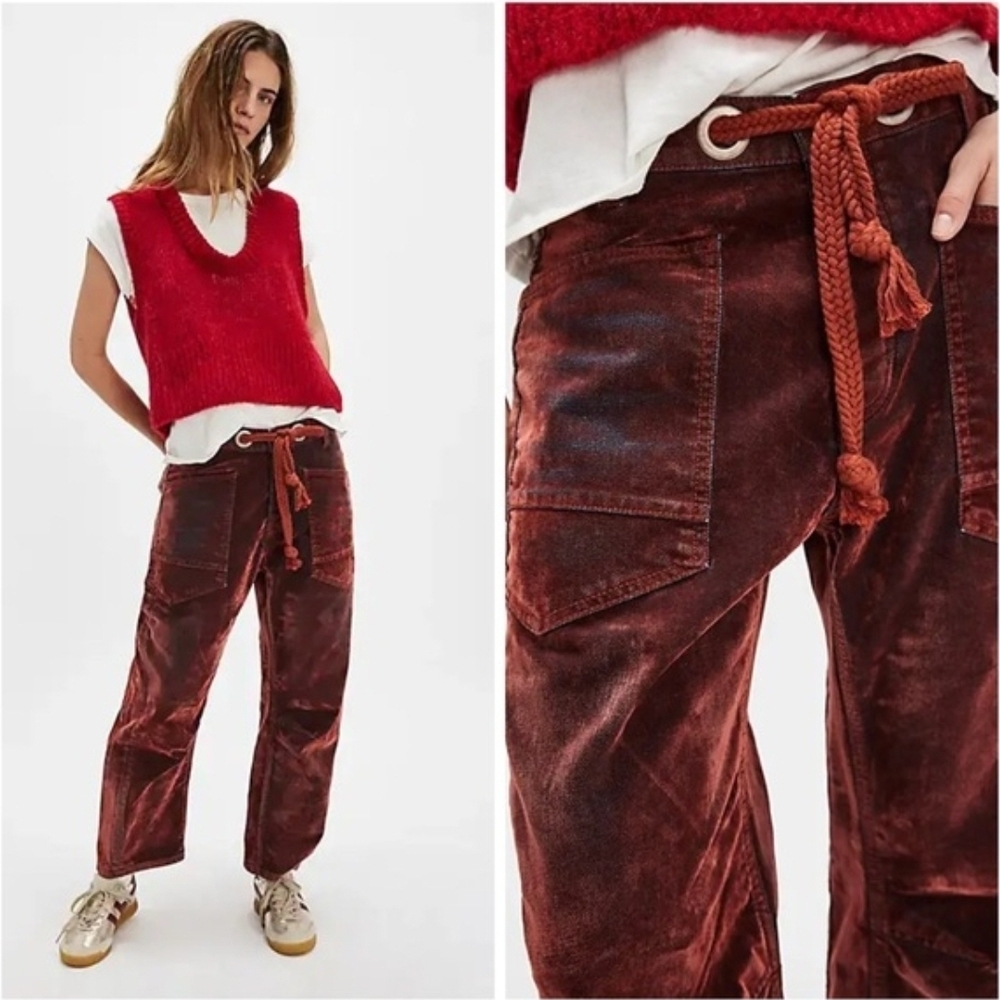 We The Free Red Velvet Straight Leg Jeans